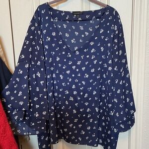 Lane Bryant Navy Floral Blouse